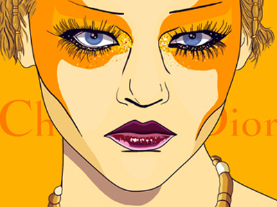 Sasha P. at Dior Fashion Show art dior fashion fashion illustration galliano makeup model paris yellow