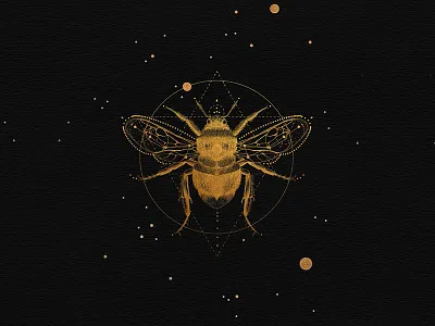 Sacred bee bee black geometric gold illustration sacred space stars
