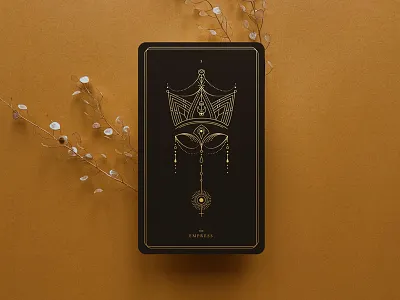 The Empress / Tarot Deck art black card cosmic empress gold line space tarot