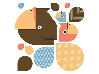 Parrots 70s birds illustration parrots pattern stylize vector