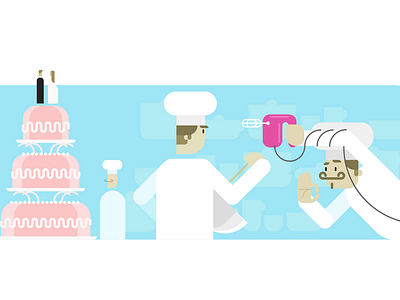 VivifyScrum EDU making a cake illustration cake characters illustration kitchen mixer simple sweets