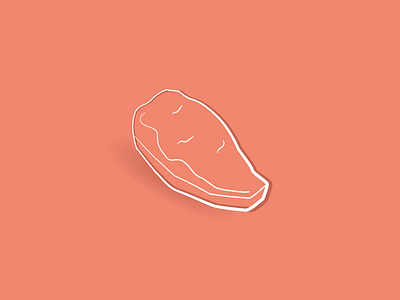 Steak food illustration line meat raw salmon steak vector