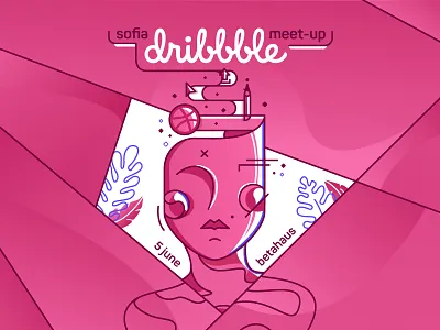 Sofia Dribbble Meetup dribbble illustration lineart meetup pink vector