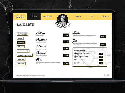 Georgette Website brand card full graphic menu page restaurant ui ux website yellow