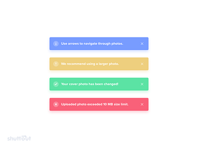 📸 Shuttout – Alerts alert clean error flat icon shuttout success ui web