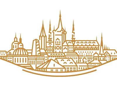 Monoline Prague Castle graphic design illustration monoline prague prague castle vector drawing