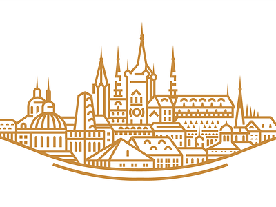 Monoline Prague Castle graphic design illustration monoline prague prague castle vector drawing