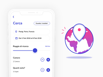 #Search - Travel App adobe xd app blue design explore flat gradient icon icons illustration interface ios pin purple search travel ui ux vector xd