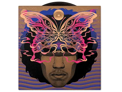 Secret 7"s Jimi Hendrix - Castles Made of Sand graphicdesign illustration illustrator music photoshop portrait recordsleeve vectors