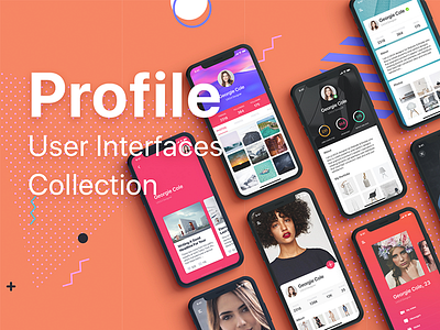 Profile Mobile UI Collection profile app app ui bundle flat gui infographics interface ios material template ui kit