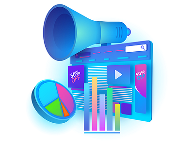 Digital Campaign campaign charts colors digital graphics graphs icon illustration megaphone vectir web