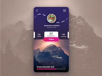 Hiking User Profile daily dailyui design experience hiking profile travel ui uiux user web