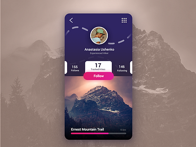 Hiking User Profile daily dailyui design experience hiking profile travel ui uiux user web