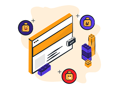 Collaborators Illustration blocks building collaboration collaborator isometric lego party science perspective splash