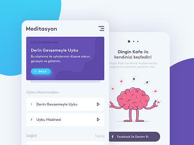 Dingin Kafa Meditation App Design app brain meditation mobile playlist walktrough