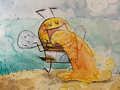 Vomit brushes character character design inks watercolors