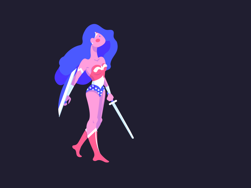 Hi Dribbble :) after effects debut first hello hero illustration illustrator san francisco shot wonder woman