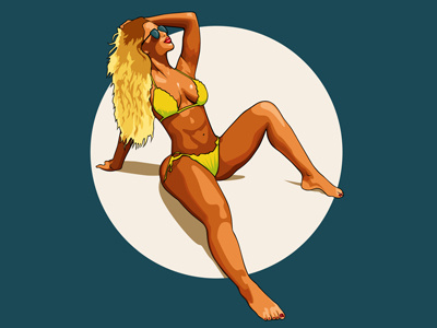 Beach Girl art beach beauty drawings girl illustration party photoshop sexy vector