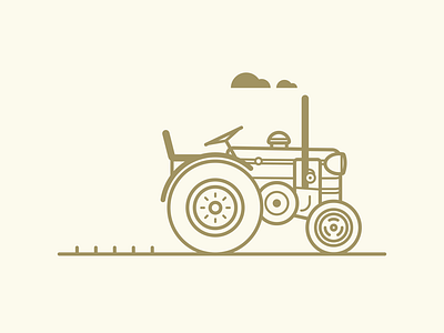 Field Marshall Tractor dribbble farm field flat green icon illustration plant shot stroke tractor vector