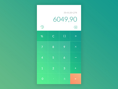 Daily UI challenge #004 Calculator app app design calculator daily ui challenge gradient green mobile app photoshop ui design web design