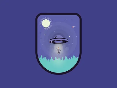 Ufo Badge badge comet flat illustration moon space ufo