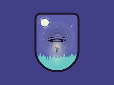 Ufo Badge badge comet flat illustration moon space ufo