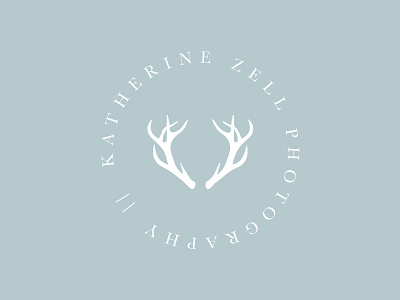 Katherine Zell Photography Secondary Mark antler baskerville blue clean design logo minimal photography rustic secondary mark serif