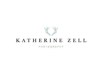 Katherine Zell Photography Logo antler baskerville blue clean design logo minimal photography rustic serif