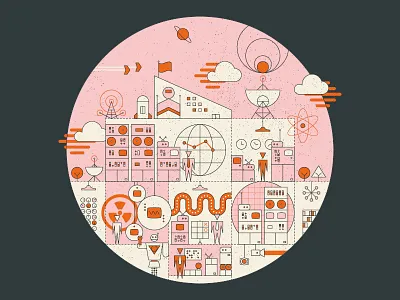 Cold War Base atomic atompunk base cold war console cute missile nuclear radar retrofuturism robot technology