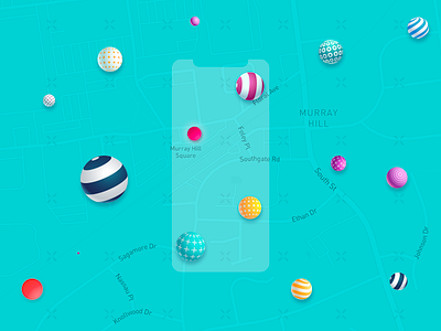 On Map balls illustration map view ui