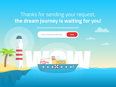 Thank You Page For Travel Agency With Mail Catcher holidays lighthouse mail catcher sea ship summer sun thank you page travel trip vacation web