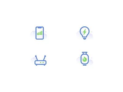 Icon Set for Utility Payment App 4g 5g broadband bulb cylinder electricity gas icon iphonex mobile network router