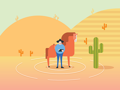 Desert and my friend cowboy desert design flat graphic illustration vector