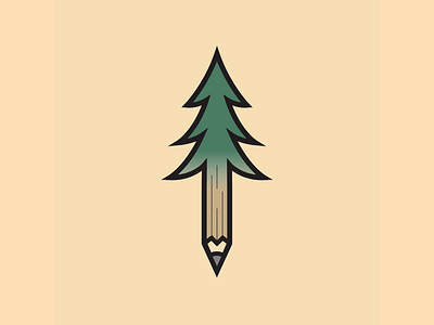 Tree Pencil branding logo nature pencil pnw tree