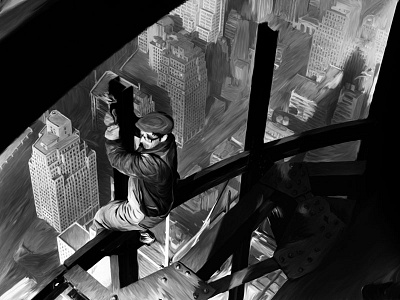 Men at work design digitalpainting empirestatebuilding graphisdesign lewishine menatwork newyork paint poster