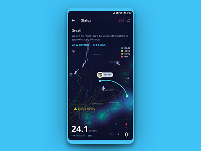 Ship Status Logistic app dark download experiment free freebie location map mockup ship weather