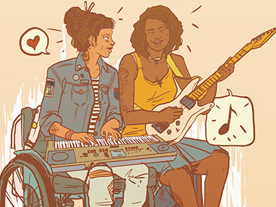 Jam Session band guitar illustration keyboard