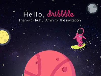 Hello Dribbble! 1st shot debut shot debuts design drawing graphic graphic design hello dribbble art illustration illustrator invitation shot photoshop