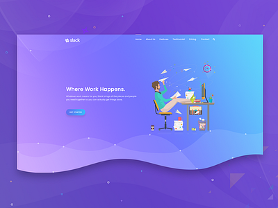 Slack App Landing Page app banner branding gradient poster technology ui ux vector