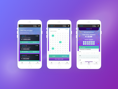 Keno Mobile UI Project gaming keno user interface