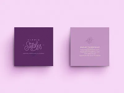 Hippie Stitches Business Cards branding branding designer hand lettered hippie identity logo logotype stitch woman