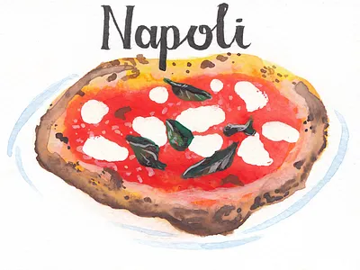Italian regional specialities: Pizza, Napoli. food illustration hand lettering illustration italian cuisine italy masking fluid napoli pizza watercolour
