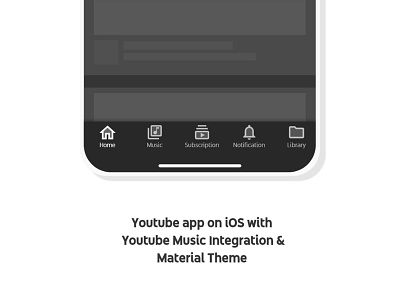 Youtube dock with updated design clean ios iphone iphone x material theme practice redesign youtube youtube music