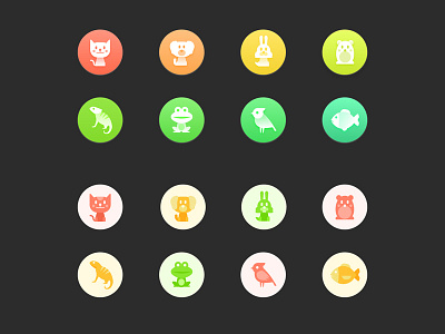 Pet Icon animal bird cat color dog fish frog hamster icon lizard pet rabbit