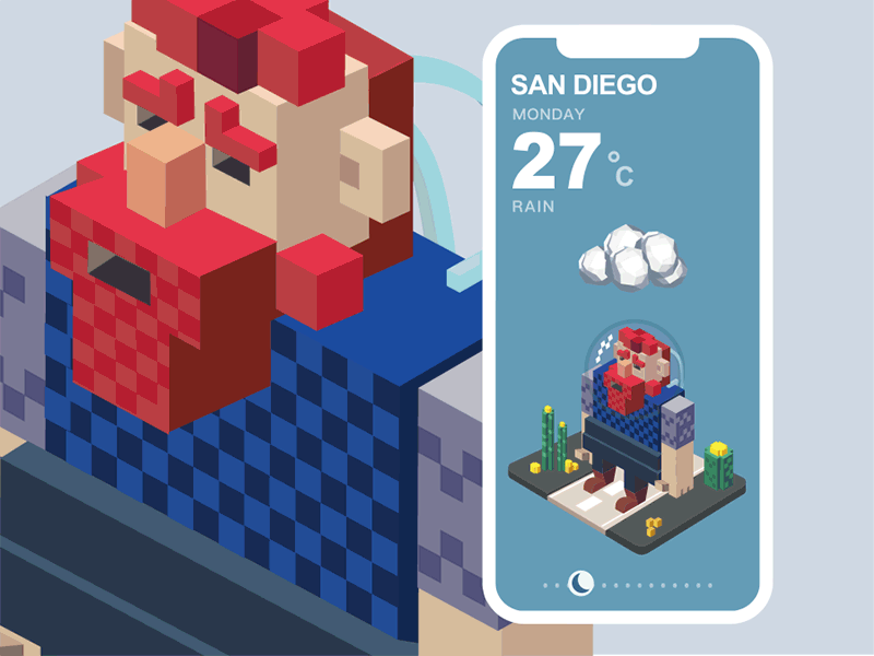 weather app 2.5d app man rain weather