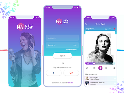 Musicmove App Dribbble login music app music dashboard player