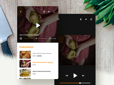 Yummy Book - Preparation Videos cooking dailyui design interaction minimal mobile presentation recipes ui uidesign video webdesign