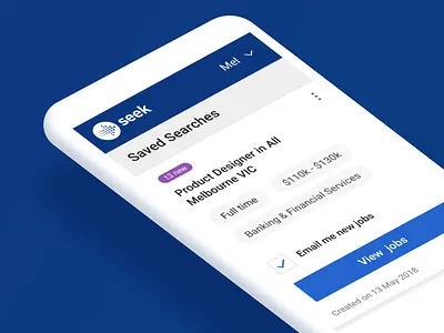 Saved Searches - Redesign mobile interface responsive design seek design ui design
