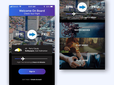 Flight App dark flight app ios mobile sketch