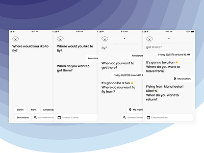 ✈️ Come fly with me app bot chatbot experiment flight fly ios light simple ui ux